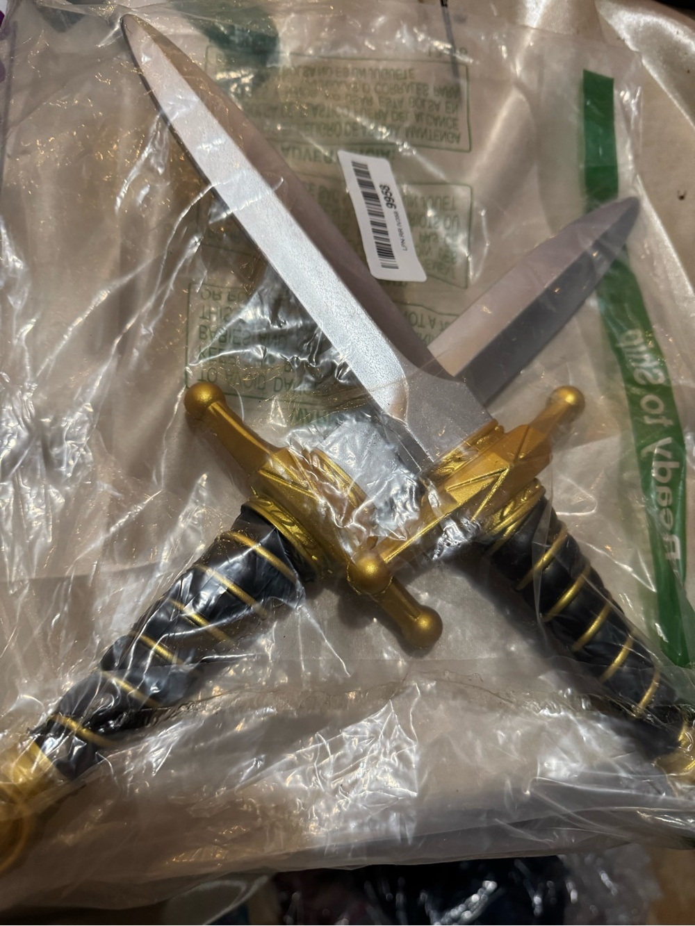 Spirit Black and Gold Crossed Dagger Costume Prop